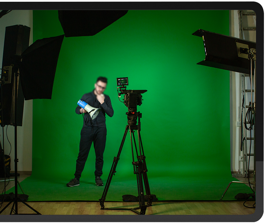 Creative video production team at work